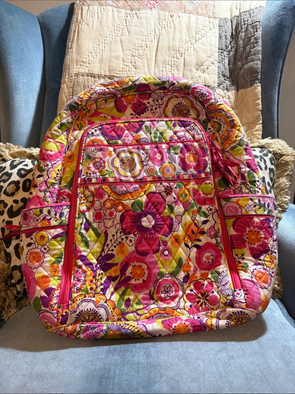 Vera Bradley Quilted Floral Backpack Tote - Pink Multi